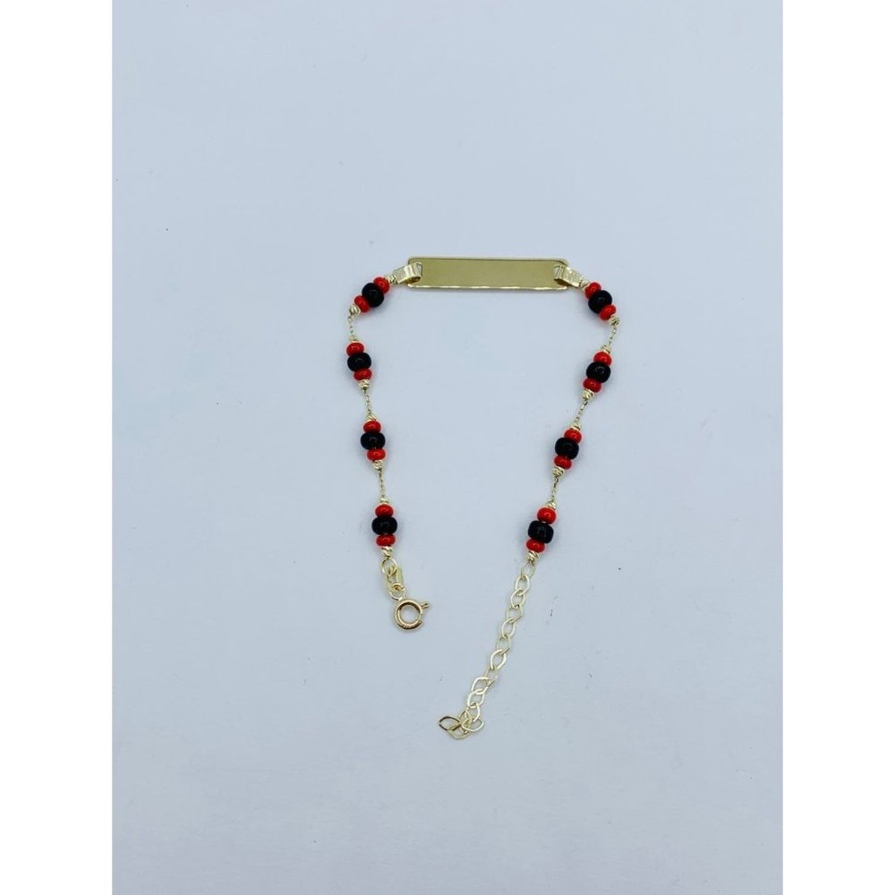 ❤️ Real 10k Gold Baby ID Bracelet red and black Beads